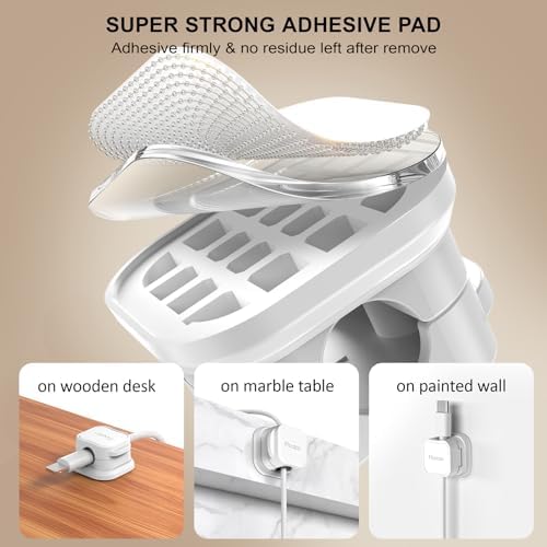 Picozon 6 Pack Magnetic Cable Clip Organizer Cord Holder, Picozon Adhesive Cable Management, Wire Phone USB Charger Cabl
