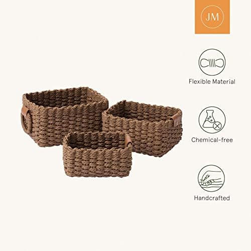 LA JOLIE MUSE Small Wicker Baskets for Organizing, Brown 3 Pack