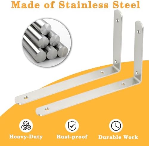 Alise Brushed Shelf Brackets,L Brackets for Shelves,8x5-3/5 Inch,4 Pcs
