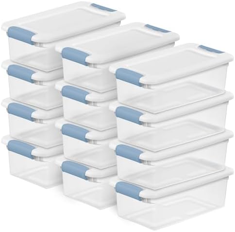 Sterilite Latching Box with Lids for Home and Office, 6 Quart, 12-Pack