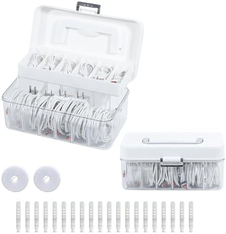 2 Pack Cable Storage Box for Desk Drawer, Plastic