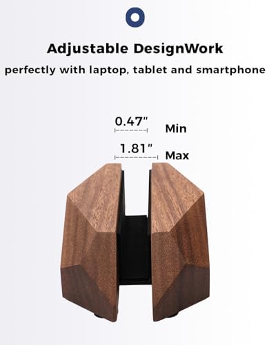 Adjustable Vertical Laptop Stand, MacBook Holder with Wood, Wooden Laptop Stand, Vertical Laptop Holder for Desk, Width 