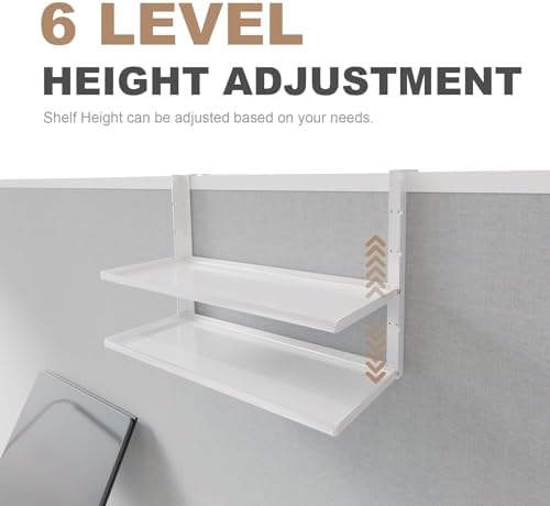 Office Cubicle Shelf - 13.8'' x 5.9'' Dual-Tier Storage Organizer Floating Corner Rack Hanging Shelf Height Adjustable H