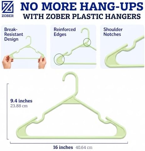 Zober Aqua Plastic Hangers 50 Pack, Clothes Hangers Plastic