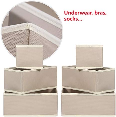 DIOMMELL 6 Pack Foldable Cloth Storage Box Closet Dresser Drawer Organizer Fabric Baskets Bins Containers Divider with Drawers for Clothes, Underwear, Bras, Socks, Lingerie, Clothing
