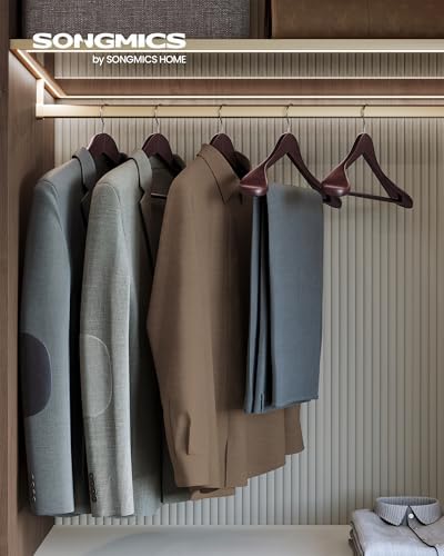 SONGMICS Wooden Suit Hangers 10 Pack, Extra-Wide Shoulder Clothes Hangers