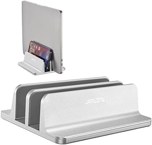 JARLINK Double Vertical Laptop Stand, Adjustable Aluminum Desk Dock, Black