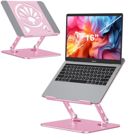 Adjustable Aluminum Laptop Stand for Desk,Ergonomic Riser, Pink