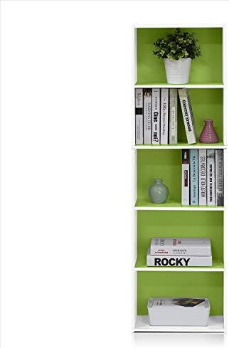 Furinno LUDER Book Shelf, 5-Tier Bookshelf, Bookcase with Open Shelves, 9.4 x 15.8 x 52, Easy Assembly, for Living Room,