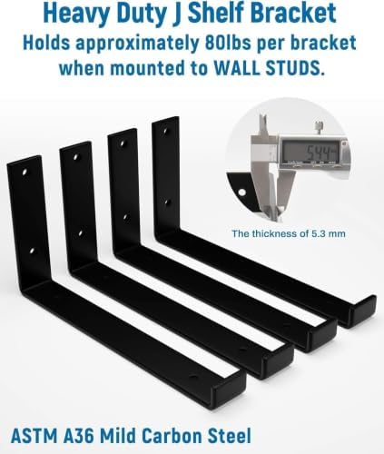 LEOPO 8 inch Shelf Brackets 12-Pack, 1/5" Thick Floating Shelf Bracket