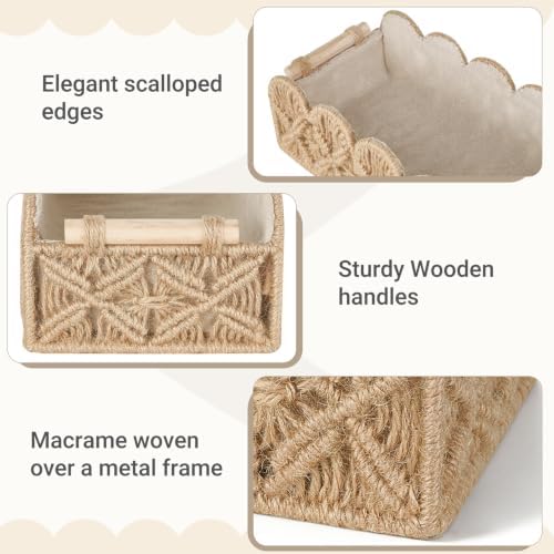 Mkono Macrame Storage Basket, Toilet Paper Holder Boho Decor, 2 Pack Brown