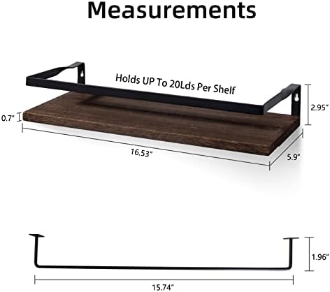 Uten Floating Shelves Set of 2, Wall Mounted with Towel Bar