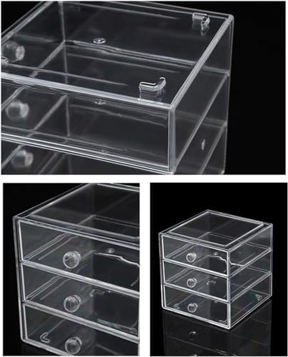 AJIODA Makeup Drawer Organizer Box with 3 Drawers, Acrylic Cosmetic Display Case Vanity Organizer Jewelry Storage Box St