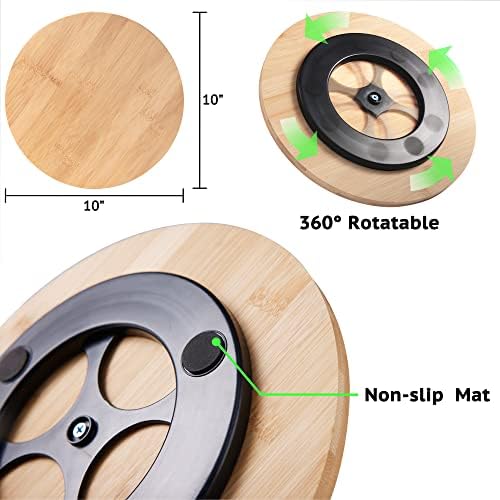 10 Inch Bamboo Lazy Susan Organizer Turntable for Kitchen Cabinet Table Refrigerator Lazy Susans Spice Rack for Pantry C