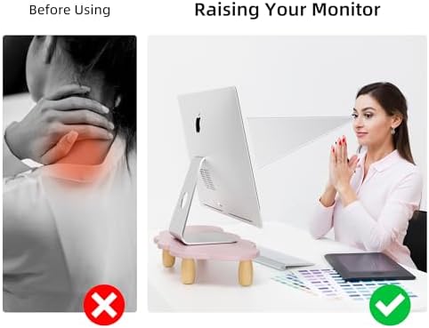 AFOOYO Monitor Stand Riser,Cloud Shape Wood Computer Monitor Stand, 16.5IN Monitor Stand Riser, Multi-Purpose Desktop Or