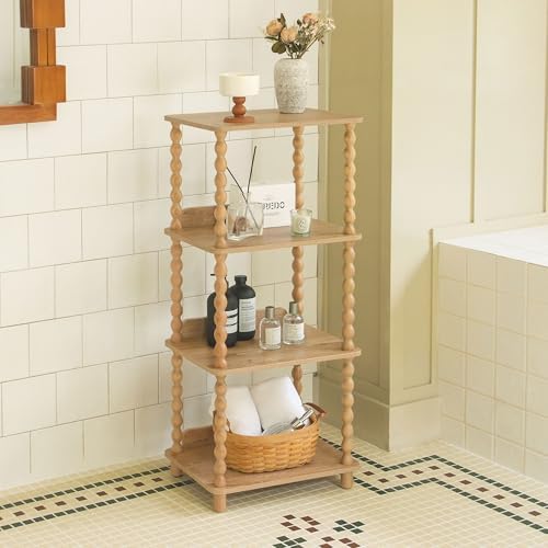 Fultyle Bookshelf, 4-Tier Wooden Bookcase with Open Shelves, Modern Book Shelf for Small Spaces, Bedroom, Living Room an