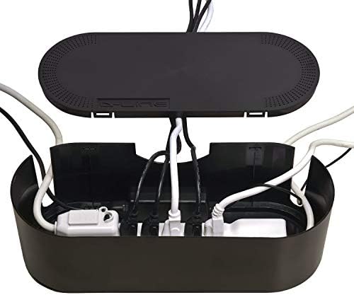D-Line Cable Management Box (Large) & Medium Cable Raceway Length 1.18" (W) x 0.59" (H) x 39" Length - Black
