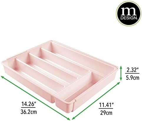 mDesign Adjustable, Expandable Plastic Kitchen Cabinet Drawer Storage Organizer Tray - for Storing Organizing Cutlery, S