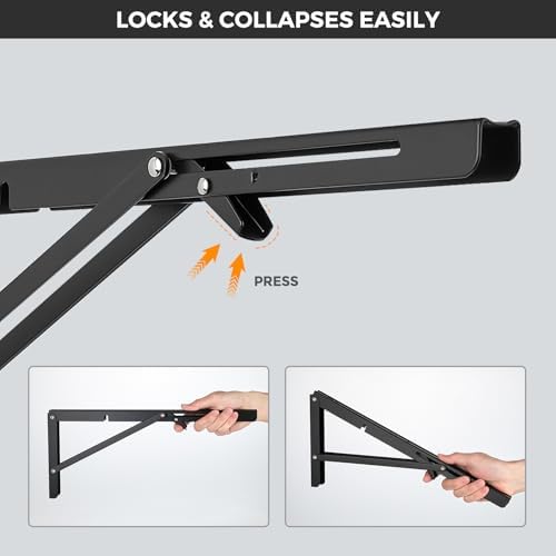 JOY DECOR Matte Black Folding Shelf Brackets, 18 Inch, 2 Pack