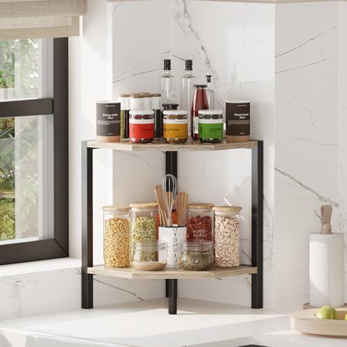 Creso hom Corner Shelf Stand, 2 Tier Industrial Corner Bookshelf