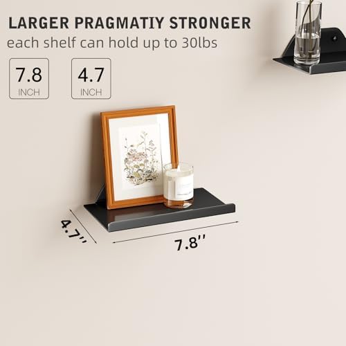 Floating Shelf for Wall, Wall Shelf, Off Center Metal Shelf for Decor, Modern Hanging Shelf for Storage with Lip for Liv