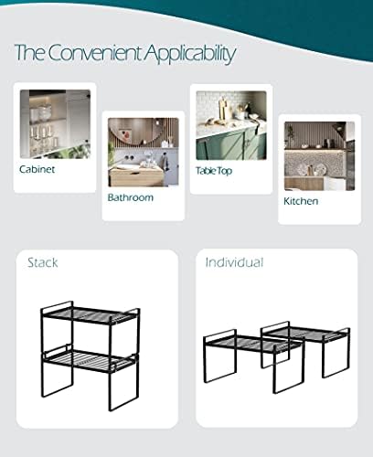 Shantton Cabinet Shelf Organizer, Pantry Shelf Rack, Black 13x8.3x7.3