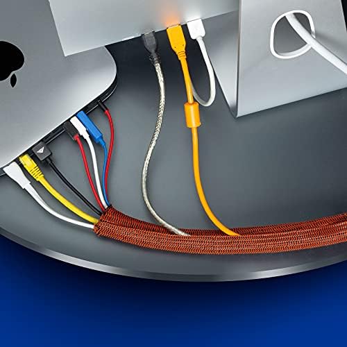 Maximm Cable Management Wire Loom 10ft 1 Inch Black and Orange Split Cord Protector