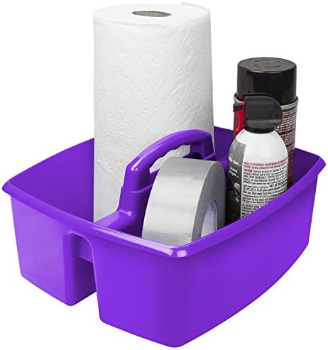 Storex 2-Compartment Large Craft Caddy – Multipurpose Classroom Organizer with Handle, Purple, 6-Pack (00955F06C)