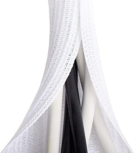 6.6ft - 1 inch White Cable Sleeve, Cable Organizer for Desk PC TV Computer, Wire Protector Cable Wrap Cover, Cord Manage