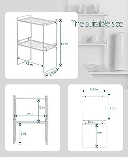 Shantton 2pk Kitchen Cabinet Shelf Counter Organizer Rack Pantry Storage Bathroom Bedroom Office Table Desk Space Saving