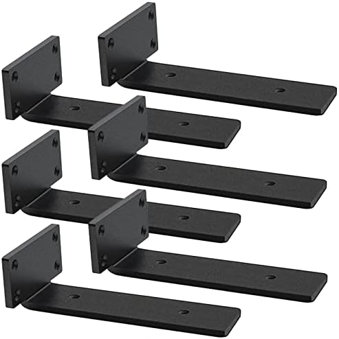 9 Inch Ultra Heavy Duty Shelf Brackets – 0.2In Thick Black L Shape Shelf Brackets, Hidden Steel Brackets for Shelves - 9