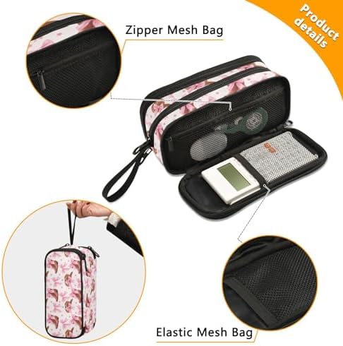 Wfrish Big Capacity Pencil Case for Girl Boy Cowgirl Hat Boots Pink Bow Student Pencil bag Pen Pouch Large Stationery 3 Compartments Zippers Organizer School College Office Teens Adults
