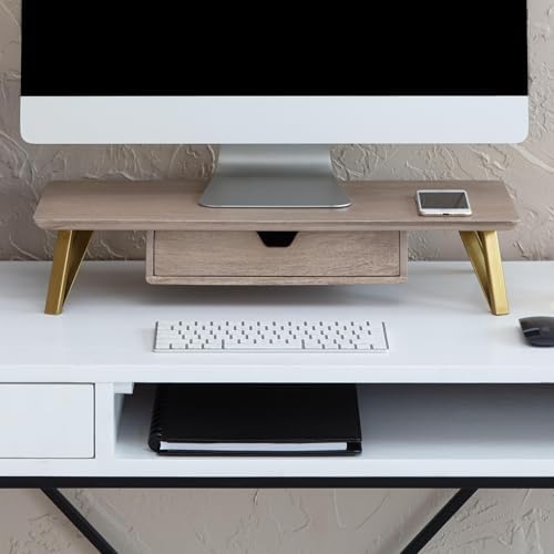 Anji Mountain Monitor Stand for Desk - Desktop Organizer & Laptop Riser, Ergonomic Monitor Riser, Space-Saving, Durable,
