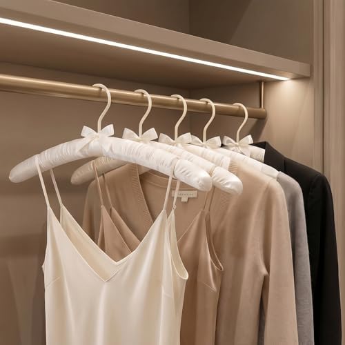 Tosnail 12 Pack Satin Padded Hangers, 15.8" Foam Padded Hangers with Swivel Hook, Crease and Wrinkle-Free Design for Clo