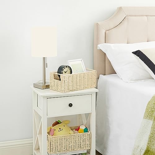Vagusicc Wicker Storage Basket, Set of 2 Hand-Woven Paper Rope Wicker Basket, Small Storage Baskets for Organizing Toile