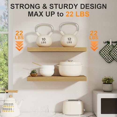 Rustic Floating Shelves for Wall, 20"L Bathroom Shelf, 8" Deep Wall Shelf