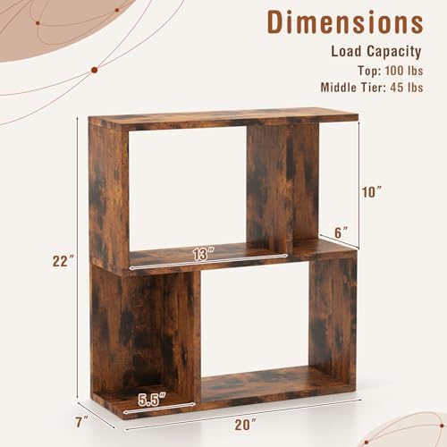 Tangkula 3 Tier Geometric Bookshelf, S Shaped Open Bookcase with Storage, Home Office Decor, Freestanding Wood Display S