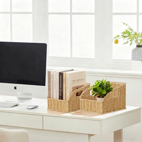 Pantry Baskets for Organizing,Wicker Storage Bins, 3Pack, Natural