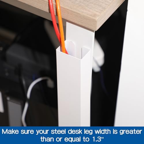 Blulu 2 Pack Steel Magnetic 14 Inch Cable Management Channel for Under Desk Leg Vertical Wire Hider Cover Cable Desk Org