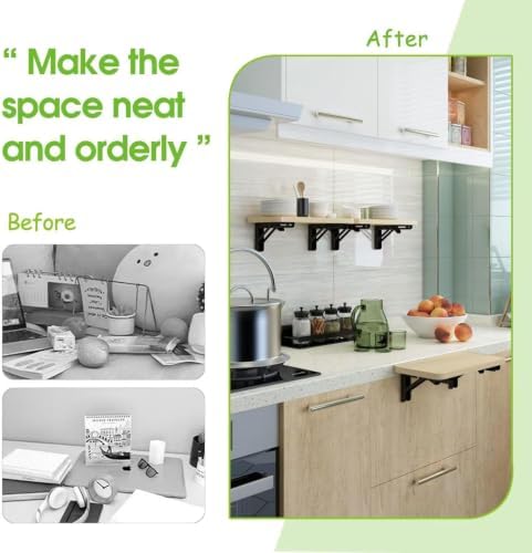 Folding Shelf Brackets, 10 Inch 4 Pcs Heavy Duty Wall Mounted Collapsible Triangle Shelf Bracket for Folding Wall Table,