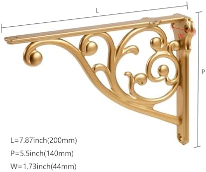 Ornate Decorative Shelf Brackets 8 inch Small Wall Mounted Shelving Bracket 4 Pack Antique Gold Vintage Shelf Bracket Vi