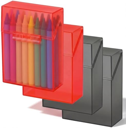 Clabby 4 Pcs Clear Plastic Crayon Boxes Hold 24 Count, Red,Dark Gray