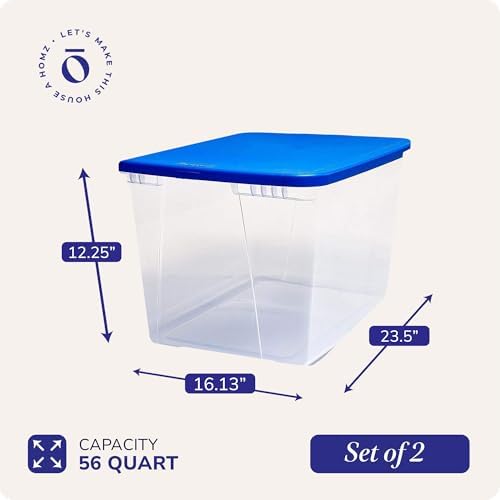 HOMZ Snaplock, Large Clear Plastic Storage Organizer Bins w/Lids, 2-Pack
