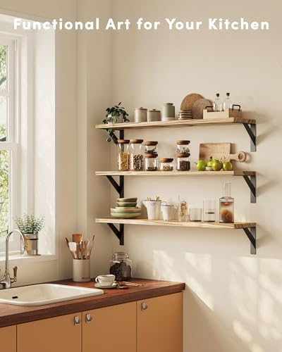 Floating Shelves for Wall, Wall Mount Book Shelf, Hanging Shelves, Wall Bookshelf for Bedroom, Office, Living Room (Ligh