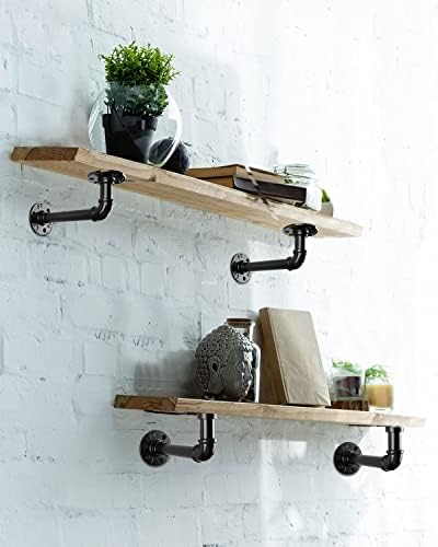 MUZIK 24Pc 7"×4" L Pipe Shelf Bracket, Heavy Duty Wall Mount, DIY Shelving