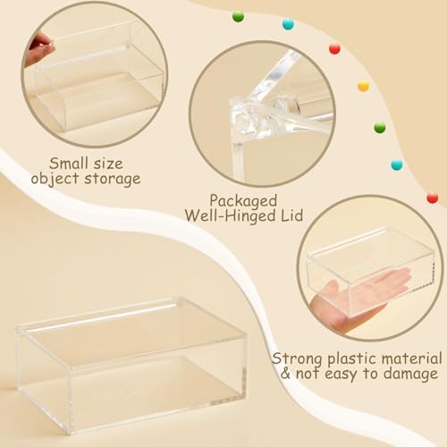 Blulu 8 Pcs Clear Acrylic Box with Lid, 5.51 x 3.94 x 1.97 Inch, Flip Style