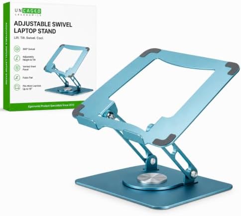 Uncaged Ergonomics Laptop Stand for Desk Riser/360° Swivel (Ocean Blue)