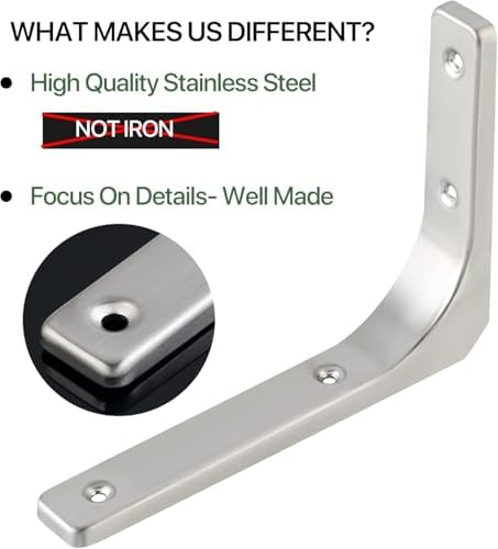 SAYAYO Wall Shelf Bracket 8 x 6 Inch, Stainless Steel Heavy Duty L Bracket