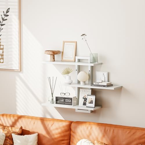 Homode Floating Shelves, Set of 3 Wooden Hanging Shelves, White