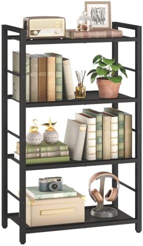 HOOBRO 4-Tier Bookshelf, Standing Tall Bookcase, Vertical Storage Shelf